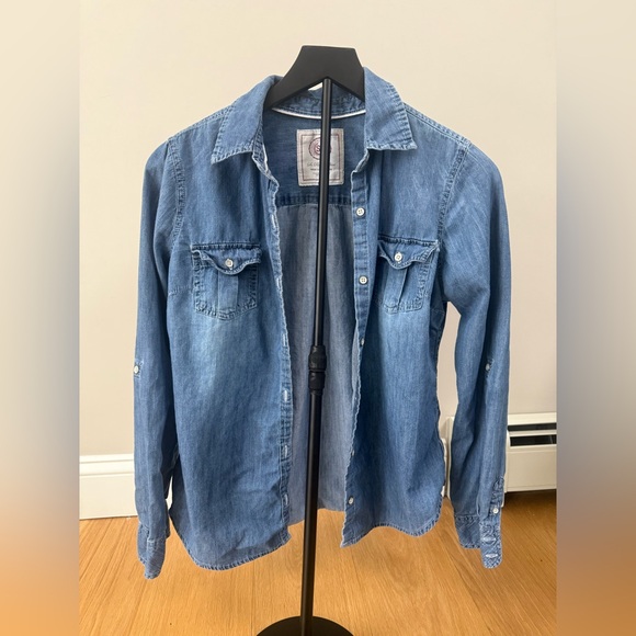 SO Tops - SO Authentic Blue and Red Denim Shirt